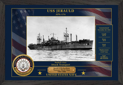 USS Jerauld APA-174 Framed Patriotic Photo