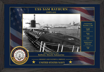 USS Sam Rayburn SSBN-635 Framed Patriotic Photo