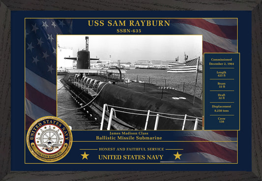 USS Sam Rayburn SSBN-635 Framed Patriotic Photo