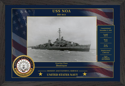 USS Noa DD-841 Framed Patriotic Photo