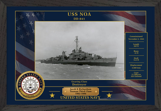 USS Noa DD-841 Framed Patriotic Photo