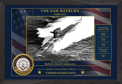 USS Sam Rayburn SSBN-635 Framed Patriotic Photo