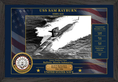 USS Sam Rayburn SSBN-635 Framed Patriotic Photo