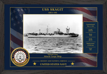 USS Skagit AKA-105 Framed Patriotic Photo