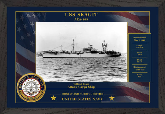 USS Skagit AKA-105 Framed Patriotic Photo