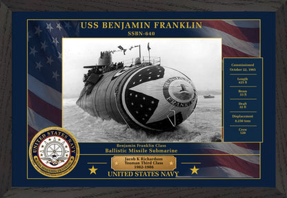 USS Benjamin Franklin SSBN-640 Framed Patriotic Photo