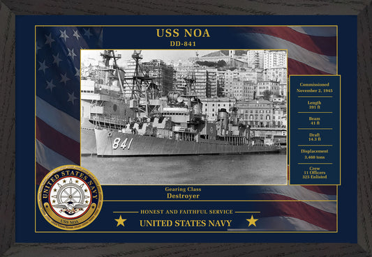 USS Noa DD-841 Framed Patriotic Photo