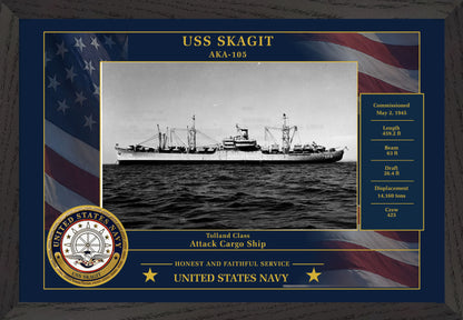 USS Skagit AKA-105 Framed Patriotic Photo