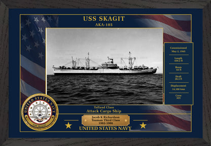 USS Skagit AKA-105 Framed Patriotic Photo