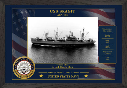 USS Skagit AKA-105 Framed Patriotic Photo