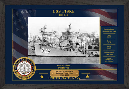 USS Fiske DD-842 Framed Patriotic Photo