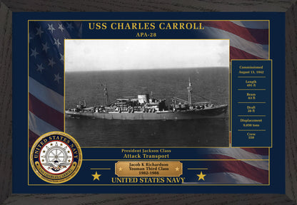 USS Charles Carroll APA-28 Framed Patriotic Photo