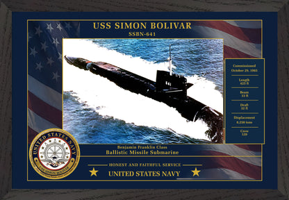 USS Simon Bolivar SSBN-641 Framed Patriotic Photo