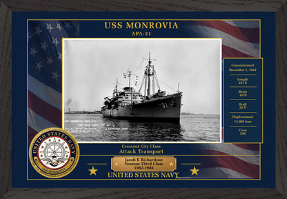 USS Monrovia APA-31 Framed Patriotic Photo
