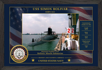 USS Simon Bolivar SSBN-641 Framed Patriotic Photo
