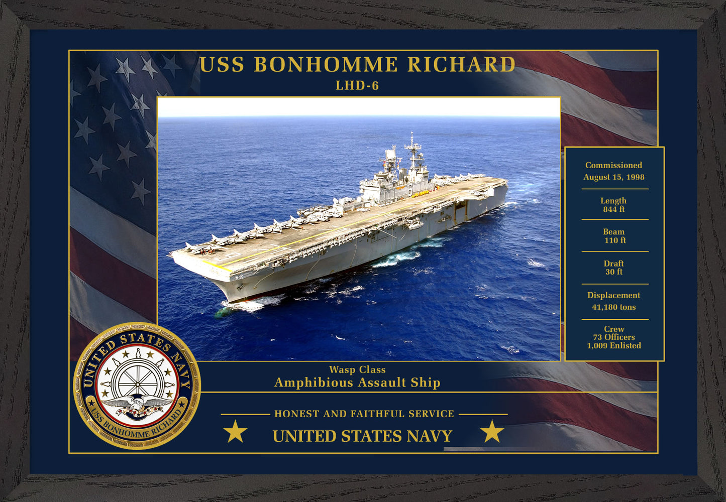 USS Bonhomme Richard LHD-6 Framed Patriotic Photo