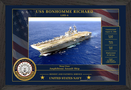 USS Bonhomme Richard LHD-6 Framed Patriotic Photo