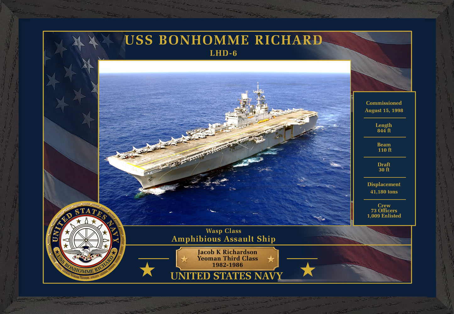 USS Bonhomme Richard LHD-6 Framed Patriotic Photo