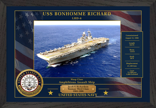 USS Bonhomme Richard LHD-6 Framed Patriotic Photo