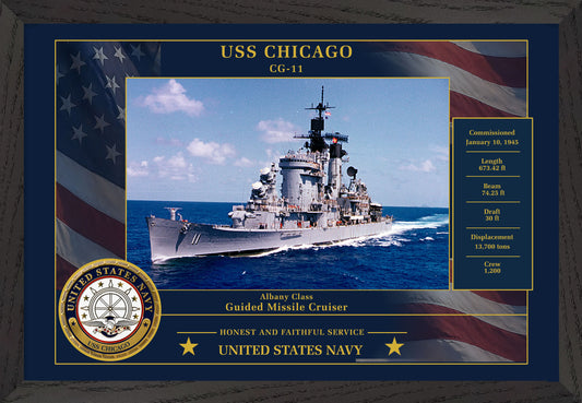 USS Chicago CG-11 Framed Patriotic Photo