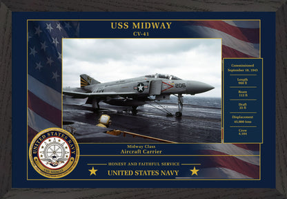 USS Midway CV-41 Framed Patriotic Photo