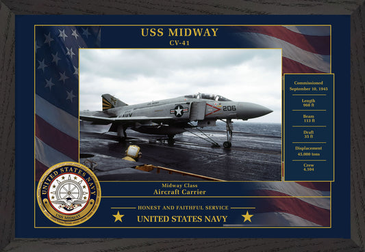USS Midway CV-41 Framed Patriotic Photo