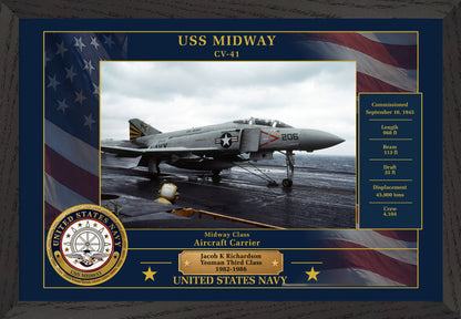 USS Midway CV-41 Framed Patriotic Photo