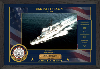 USS Patterson FF-1061 Framed Patriotic Photo