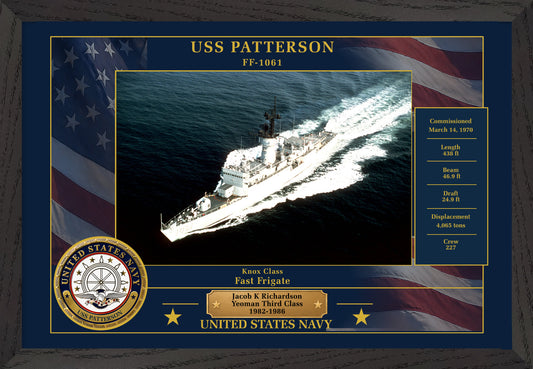 USS Patterson FF-1061 Framed Patriotic Photo