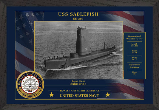 USS Sablefish SS-303 Framed Patriotic Photo