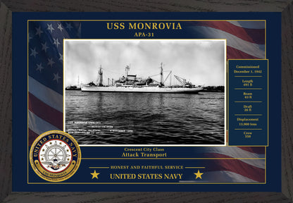 USS Monrovia APA-31 Framed Patriotic Photo