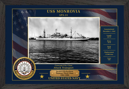USS Monrovia APA-31 Framed Patriotic Photo