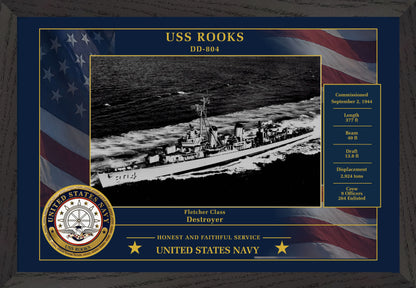 USS Rooks DD-804 Framed Patriotic Photo