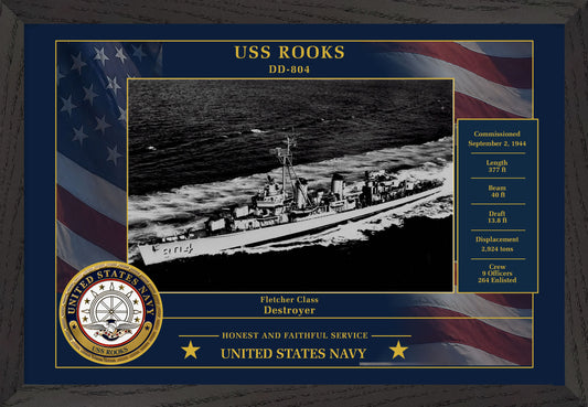 USS Rooks DD-804 Framed Patriotic Photo
