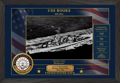 USS Rooks DD-804 Framed Patriotic Photo
