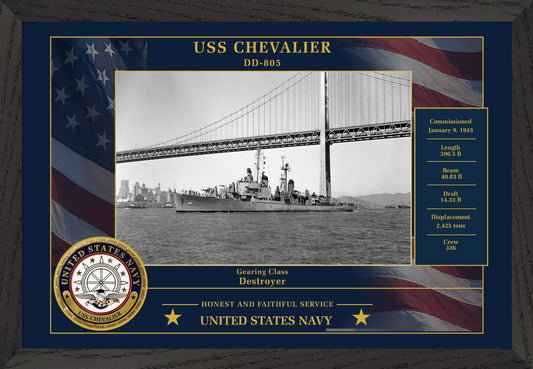 USS Chevalier DD-805 Framed Patriotic Photo