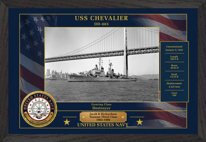 USS Chevalier DD-805 Framed Patriotic Photo