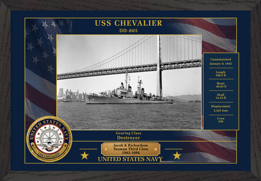 USS Chevalier DD-805 Framed Patriotic Photo