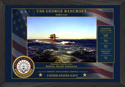 USS George Bancroft SSBN-643 Framed Patriotic Photo