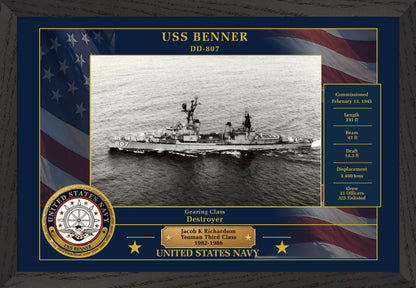 USS Benner DD-807 Framed Patriotic Photo