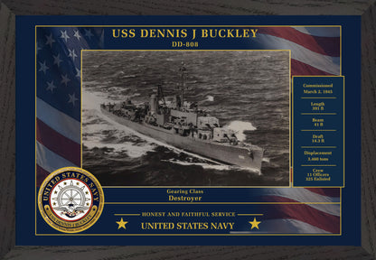 USS Dennis J Buckley DD-808 Framed Patriotic Photo