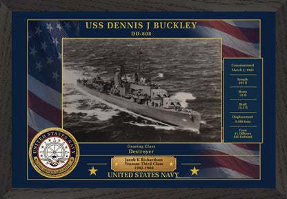 USS Dennis J Buckley DD-808 Framed Patriotic Photo
