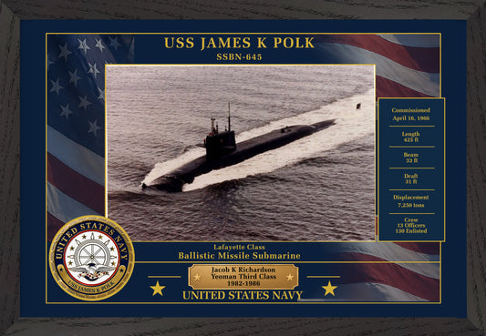 USS James K Polk SSBN-645 Framed Patriotic Photo