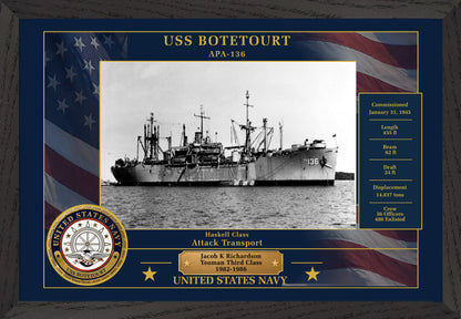 USS Botetourt APA-136 Framed Patriotic Photo