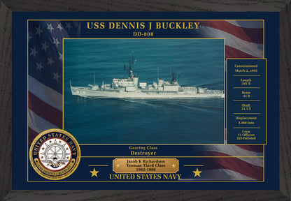USS Dennis J Buckley DD-808 Framed Patriotic Photo