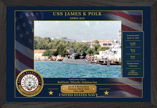 USS James K Polk SSBN-645 Framed Patriotic Photo