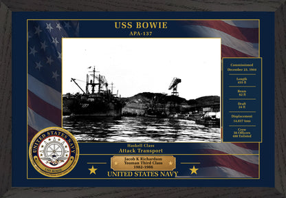 USS Bowie APA-137 Framed Patriotic Photo