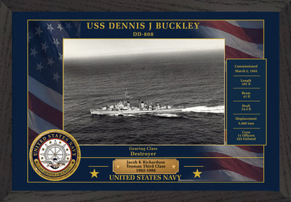 USS Dennis J Buckley DD-808 Framed Patriotic Photo