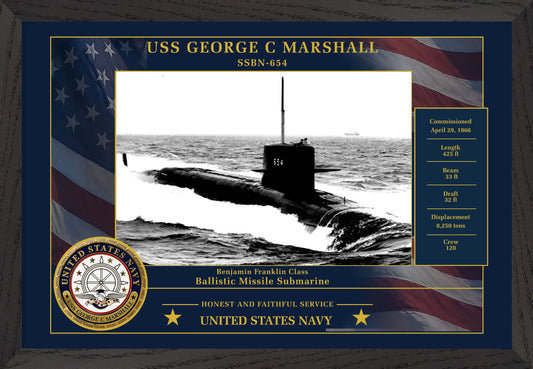 USS George C Marshall SSBN-654 Framed Patriotic Photo