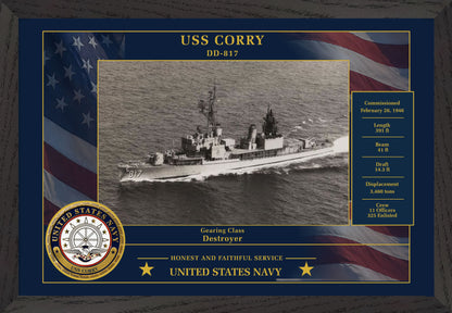 USS Corry DD-817 Framed Patriotic Photo
